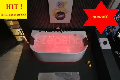 Wanna z hydromasażem EB-802 B prostokątna 150cmx75cmx60cm DYSZE OBROTOWE, PILOT