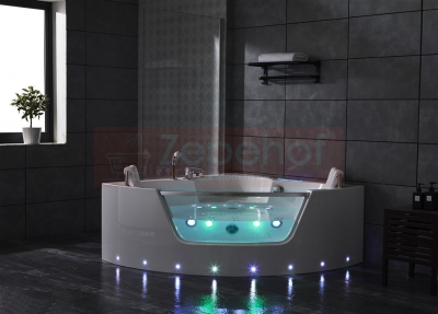 Wanna z hydromasażem LS-3320 narożna 140cmx140cmx59cm chromoterapia z podgrzewaczem