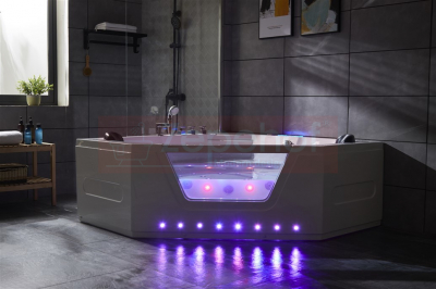 Wanna z hydromasażem LS-6025 narożna 150cmx150cmx59cm chromoterapia podgrzewacz