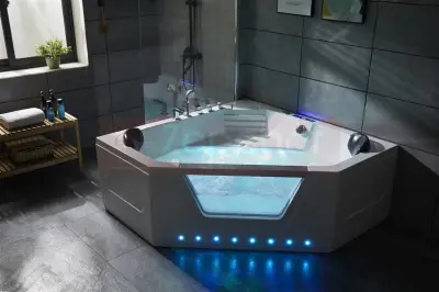 Wanna z hydromasażem LS-6025 narożna 150cmx150cmx59cm chromoterapia podgrzewacz
