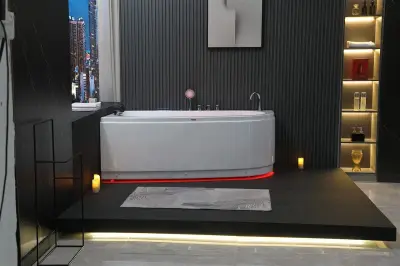 Wanna z hydromasażem EB-101 R PRAWA prostokątna 170cmx101cmx63cm  DYSZE OBROTOWE, PILOT