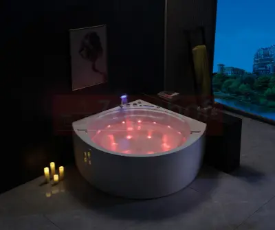 Wanna z hydromasażem EB-8005 narożna 150cmx150cmx64cm Wodospad z podgrzewaczem+pilot