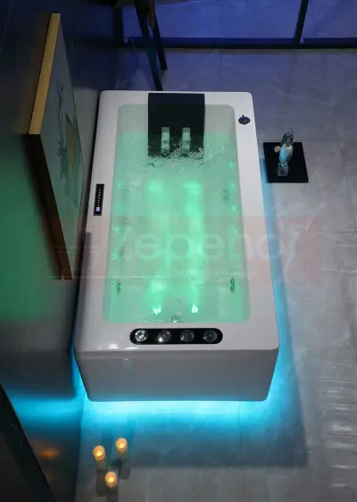 Dysze obrotowe Wanna z hydromasażem EB-033 prostokątna 170cmx90cmx60cm Wodospad +Ambiente z podgrzewaczem+pilot