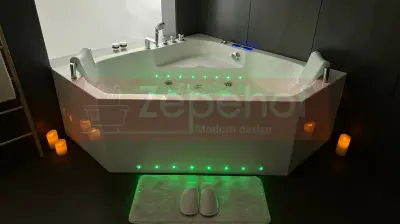 Wanna z hydromasażem C-487 narożna 150cmx150cmx58cm chromoterapia podgrzewacz