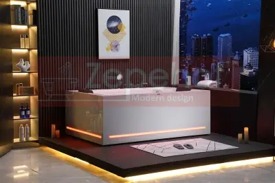 Wanna z hydromasażem EB-D874 prostokątna 184cmx120cmx68cm 2 osobowa, WODOSPADY, MASAŻ KARKU, PILOT