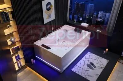 Wanna z hydromasażem EB-D874 prostokątna 184cmx120cmx68cm 2 osobowa, WODOSPADY, MASAŻ KARKU, PILOT