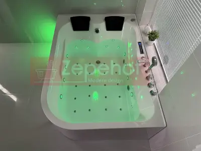 Wanna z hydromasażem LS-7001 PRAWA prostokątna 170cmx120cmx56cm 2-osobowa chromoterapia z podgrzewaczem