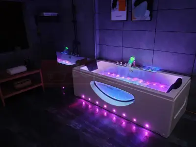 Wanna z hydromasażem LS-5010 prostokątna 180cmx80cmx57cm chromoterapia z podgrzewaczem