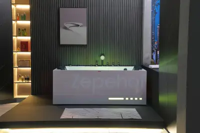 Wirujące dysze Wanna z hydromasażem EB-876 prostokątna 170cmx120cmx64cm Wodospad LED x 2+Ambiente z podgrzewaczem+pilot