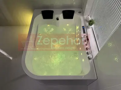 Wanna z hydromasażem LS-7001 PRAWA prostokątna 170cmx120cmx56cm 2-osobowa chromoterapia z podgrzewaczem
