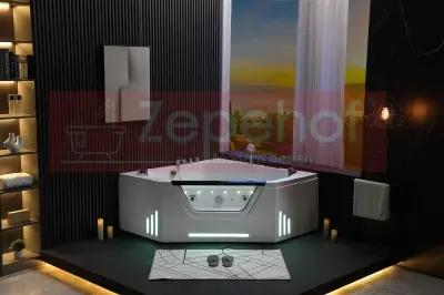Wanna z hydromasażem BS-708 narożna 150cmx150cmx65cm + MASAŻ KARKU, DYSZE OBROTOWE+PILOT