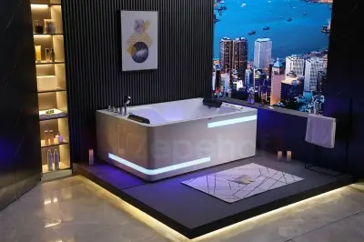 Wanna z hydromasażem K-700 dla 2-óch osób prostokątna 180cmx120cmx65cm DYSZE LEDOWE, PILOT