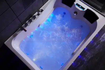 Wanna z hydromasażem LS-7001 LEWA prostokątna 170cmx120cmx56cm 2 osobowa chromoterapia z podgrzewaczem