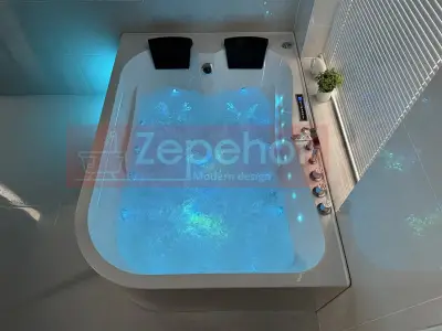 Wanna z hydromasażem LS-7001 PRAWA prostokątna 170cmx120cmx56cm 2-osobowa chromoterapia z podgrzewaczem