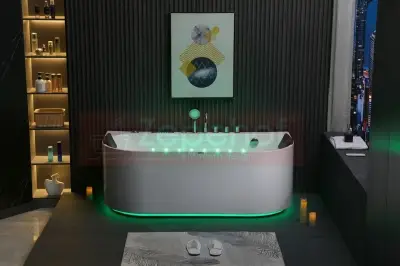 Wanna z hydromasażem EB-802 prostokątna 170cmx80cmx61cm DYSZE OBROTOWE, WODOSPADY, PILOT