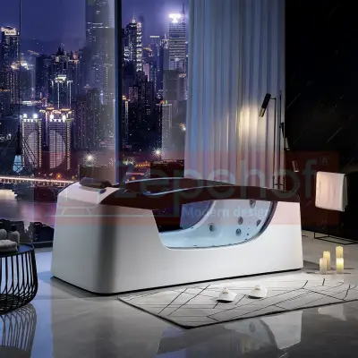 Wanna z hydromasażem EB-D034 prostokątna 187cmx90cmx68cm Wodospad LED x 2+Ambiente z podgrzewaczem+pilot