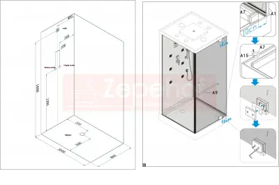 Kabina prysznicowa z hydromasażem L-1207 80cm x 100cm biała