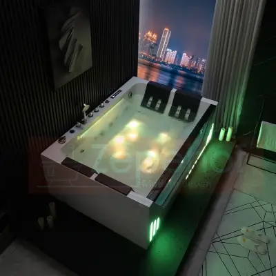 Wirujące dysze Wanna z hydromasażem EB-7066 B prostokątna 180cmx120cmx59cm Wodospad LED x 2+Ambiente z podgrzewaczem+pilot