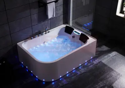 Wanna z hydromasażem LS-7001 LEWA prostokątna 170cmx120cmx56cm 2 osobowa chromoterapia z podgrzewaczem