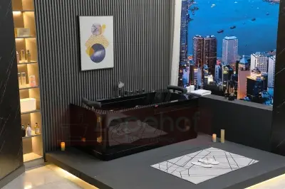 Czarna Wanna z hydromasażem EB-869 prostokątna 180cmx88cmx65cm MASAŻ DŁONI HIT!