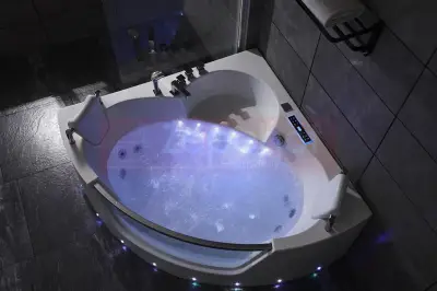 Wanna z hydromasażem LS-3320 narożna 140cmx140cmx59cm chromoterapia z podgrzewaczem