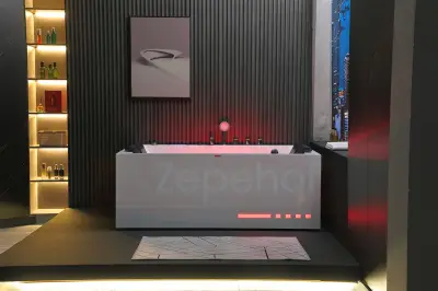 Wirujące dysze Wanna z hydromasażem EB-876 prostokątna 170cmx120cmx64cm Wodospad LED x 2+Ambiente z podgrzewaczem+pilot