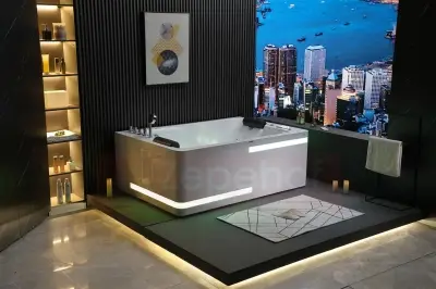 Wanna z hydromasażem K-700 dla 2-óch osób prostokątna 180cmx120cmx65cm DYSZE LEDOWE, PILOT