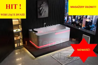 Wanna z hydromasażem EB-869 prostokątna 180cmx88cmx65cm MASAŻ DŁONI, DYSZE WIRUJĄCE